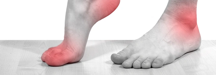 Close-up of two feet on the floor
